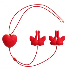 MizzZee - Butterfly Nipple Clamps (Chargeable - Red)